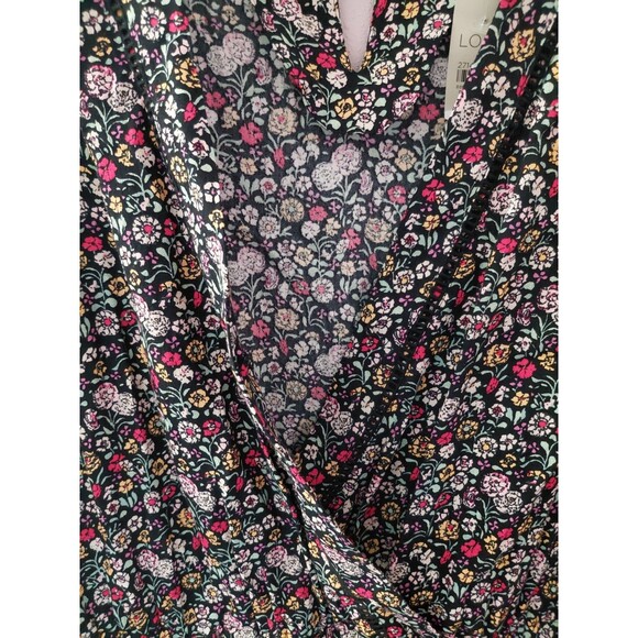 Ann Taylor LOFT Floral Print Deep V Neck Romper Petite Large NWT - Picture 2 of 16